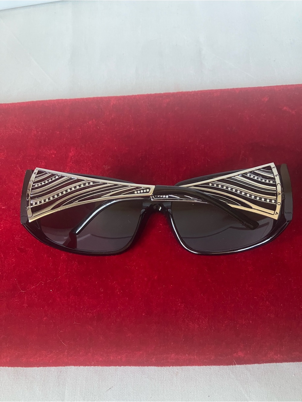 Escada Vintage Y2K Bling Zebra Silvertone Wrap Sunglasses. - Picture 1 of 6